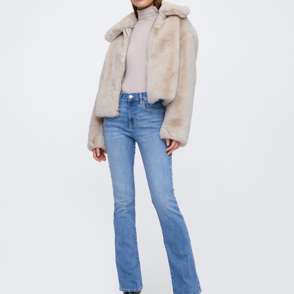 Gap Factory Relaxed Recycled Faux Fur Jacket Natural Large NWT - Picture 2 of 6